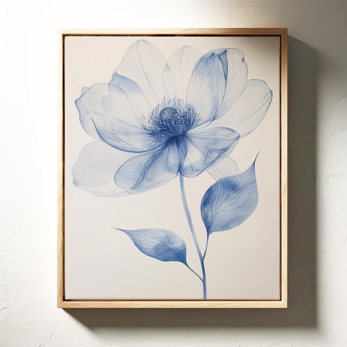 Blue Botanical Watercolor Flower Print, Minimalist - Image 3