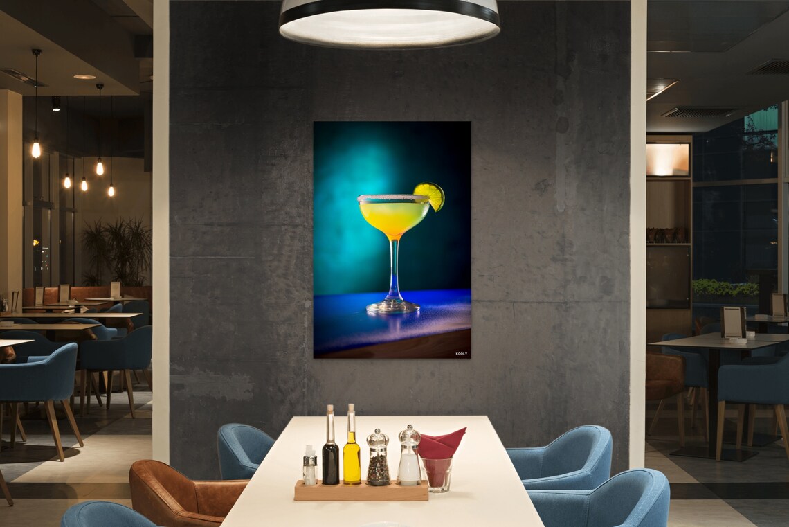 Festive Margarita Cocktail Lime Salt Rim Blue Bar Photo Poster - Image 5