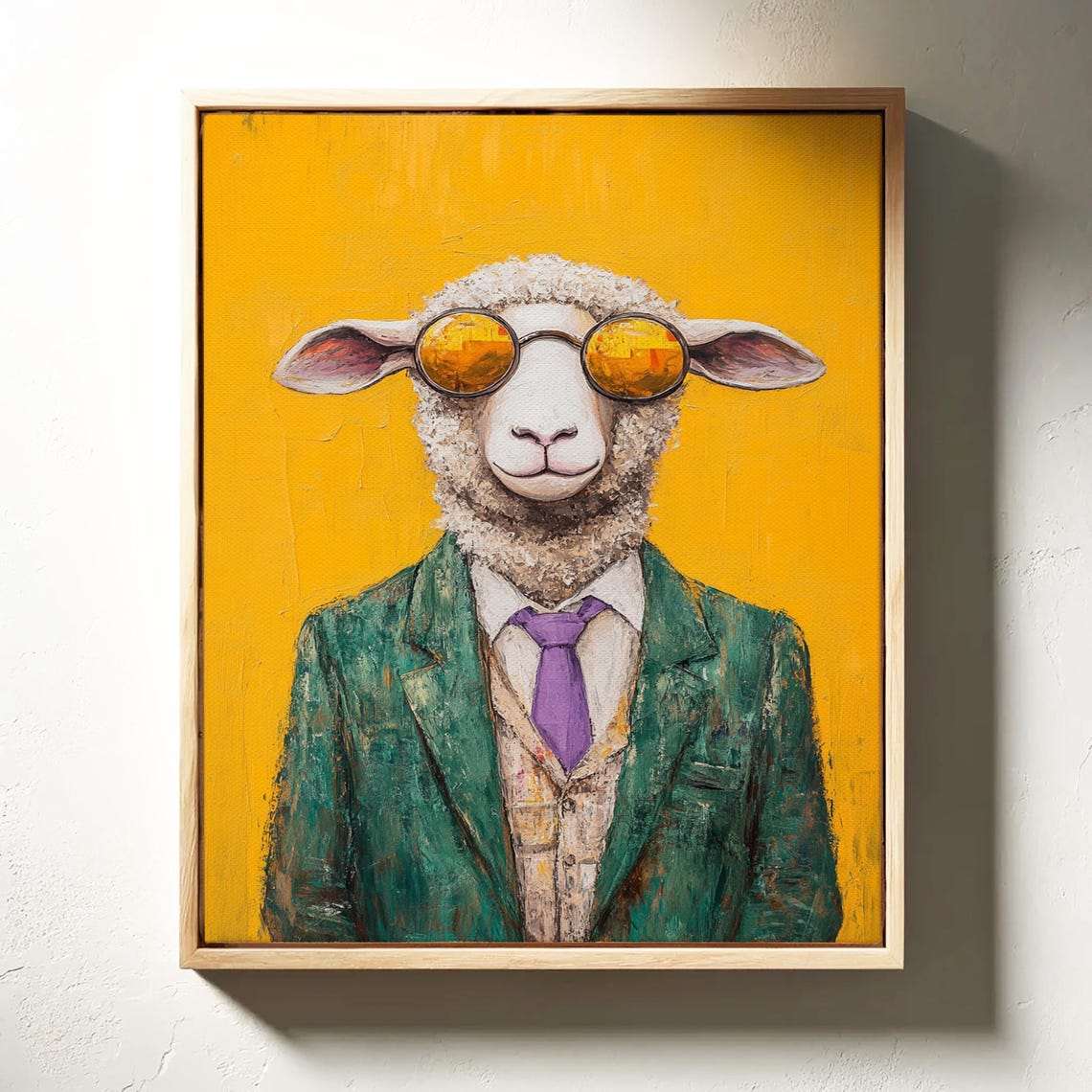 Cool Sheep in a Green Suit with Amber Sunglasses Fun Art Poster - Image 3