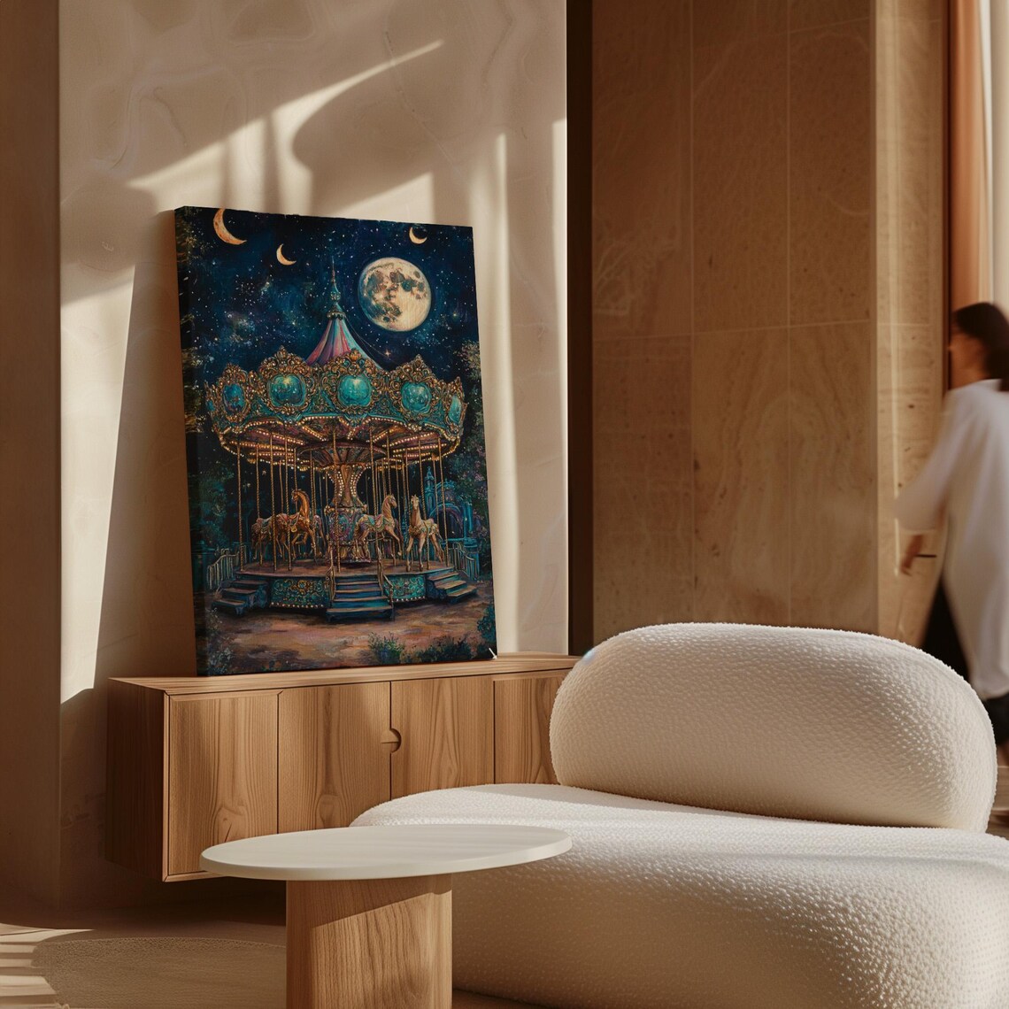 Magical Carousel Under The Moonlit Sky, Travel Poster - Image 6