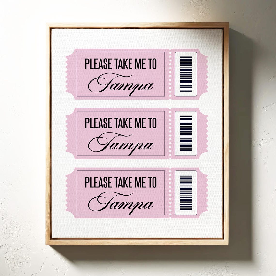 Please Take Me To Tampa Pink Ticket Stub Travel Gift Art Print