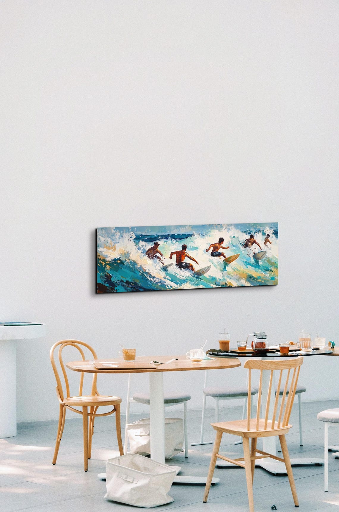 Retro Surfing Panoramic Wall Art Ocean Landscape Art Ready To Hang Panoramic Wall Art Print Large Wall Art - Image 7