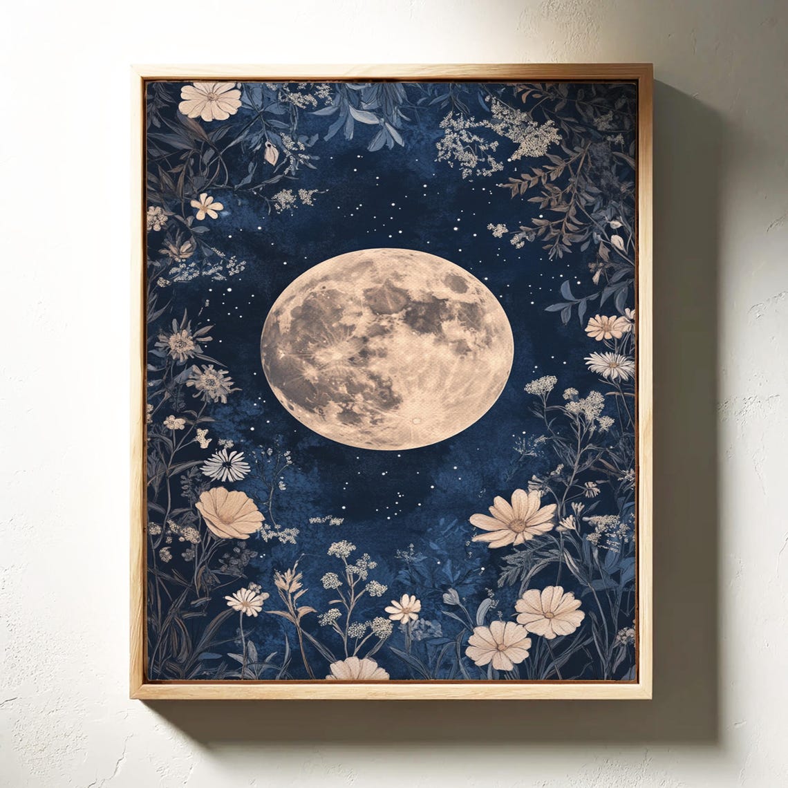 Full Moon Night Sky Wildflower Botanical Celestial Wall Poster - Image 3
