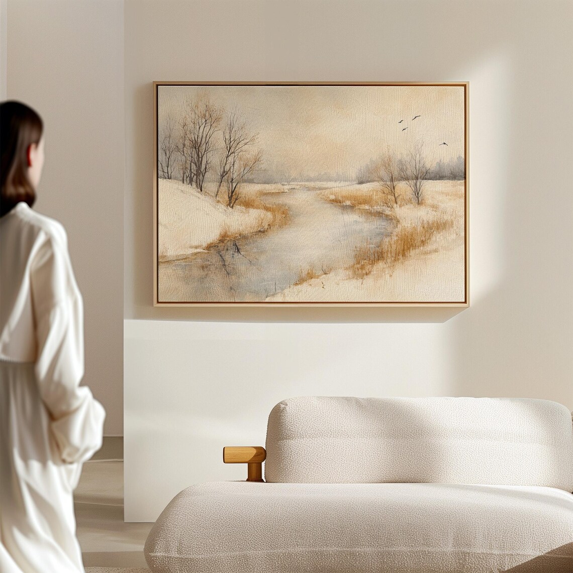 Winter River Landscape, Serene Nature Art - Image 6
