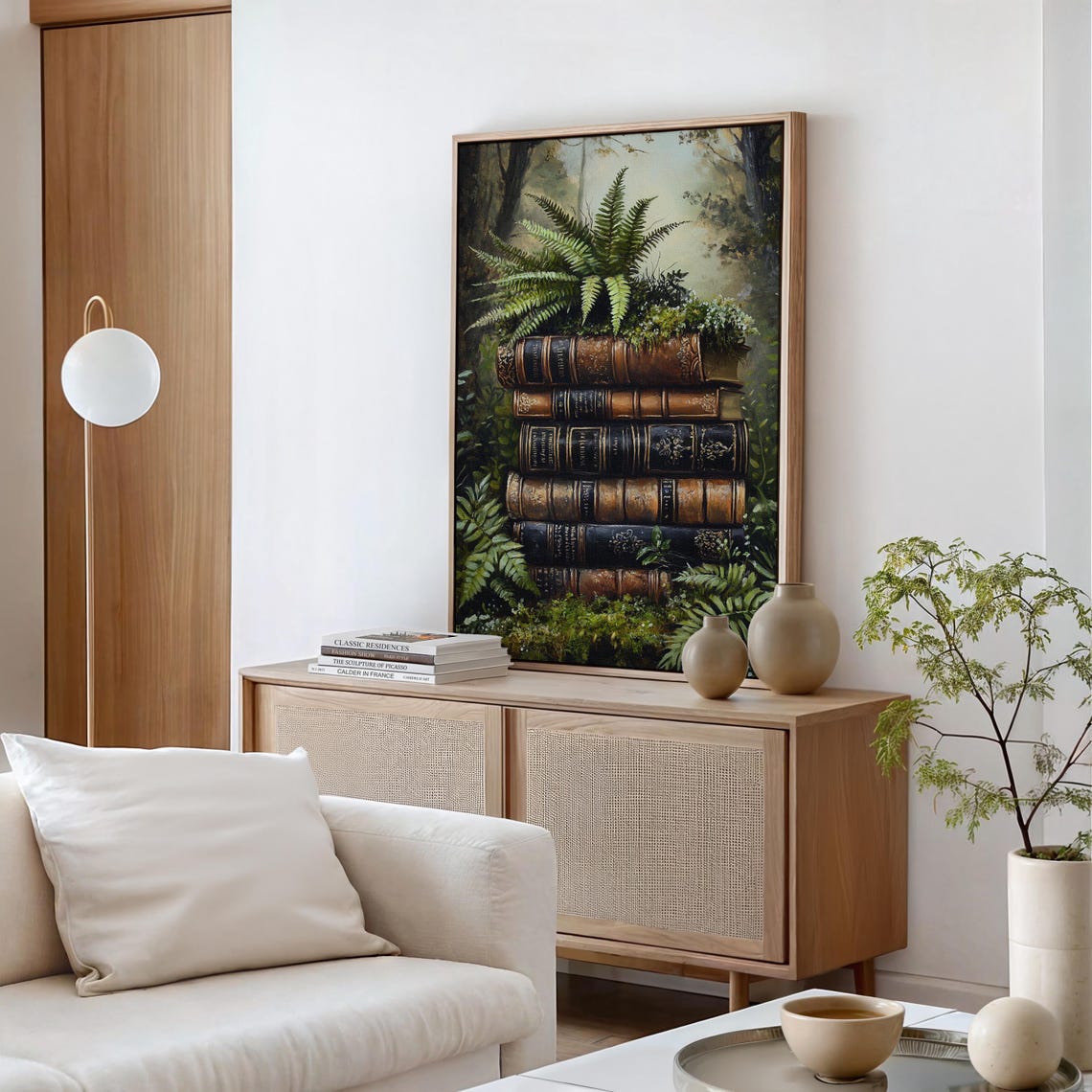 Antique Books Stack With Fern Gothic Forest Dark Academia Wall Art - Image 4