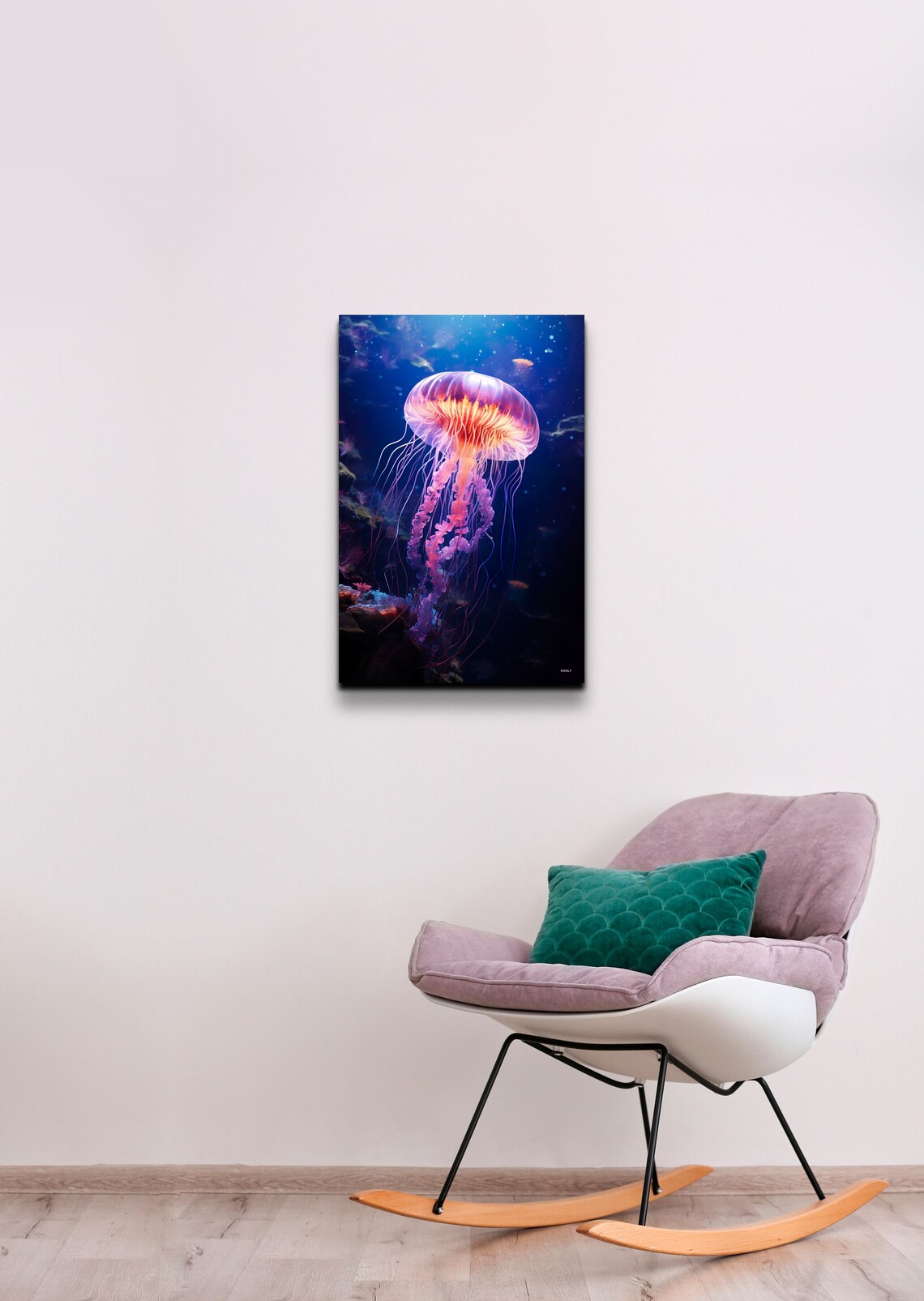 Bioluminescent Jellyfish Floating With Sunlight Shining Thru Glowing Jelly Fish Wall Art Print Ocean Art - Image 5