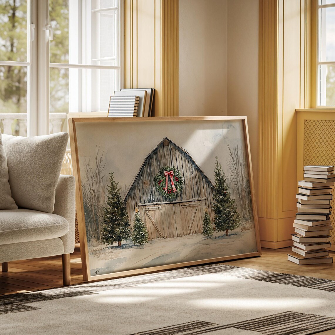 Winter Christmas Time Farmhouse Art Print - Image 5