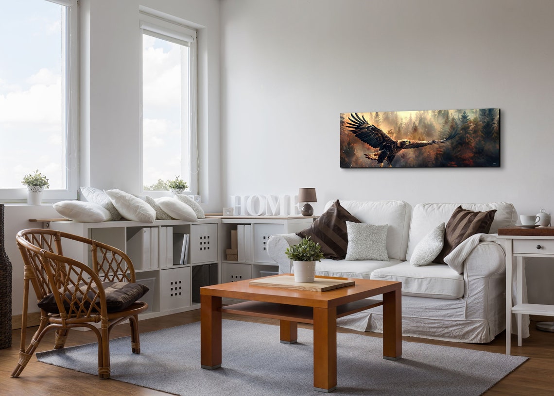 Majestic Golden Eagle Soaring Over a Misty Autumn Forest Poster - Image 5