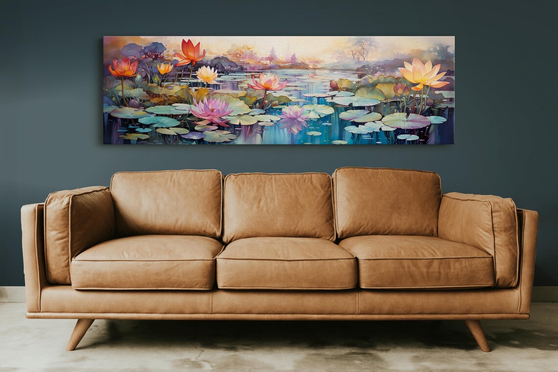 Panoramic Lilly Pond With Colorful Flowers Art Print - Image 6