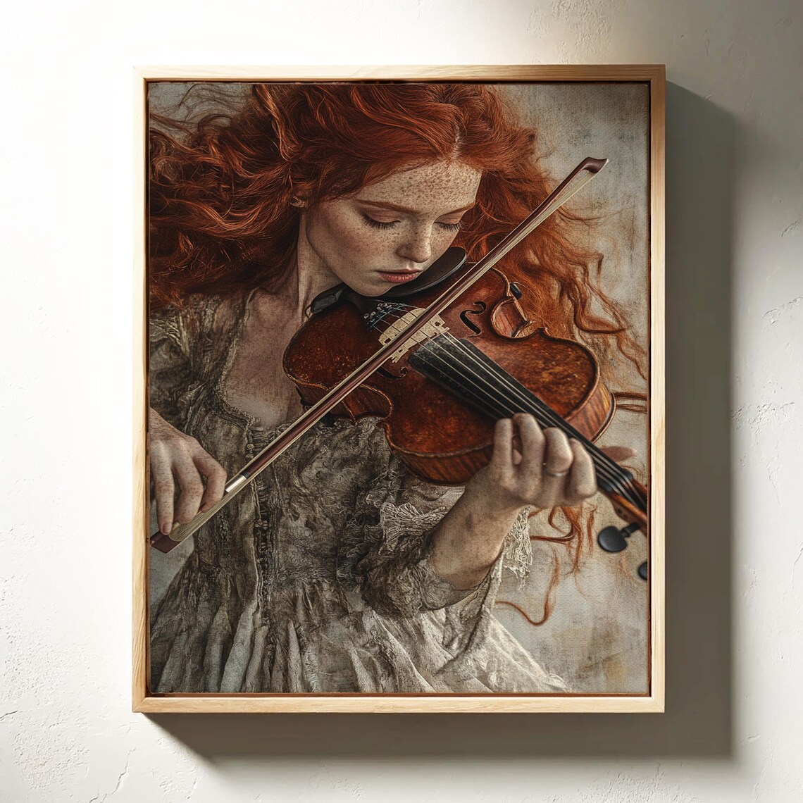 Red Haired Violinist Vintage Graceful Musician Portrait Poster - Image 4