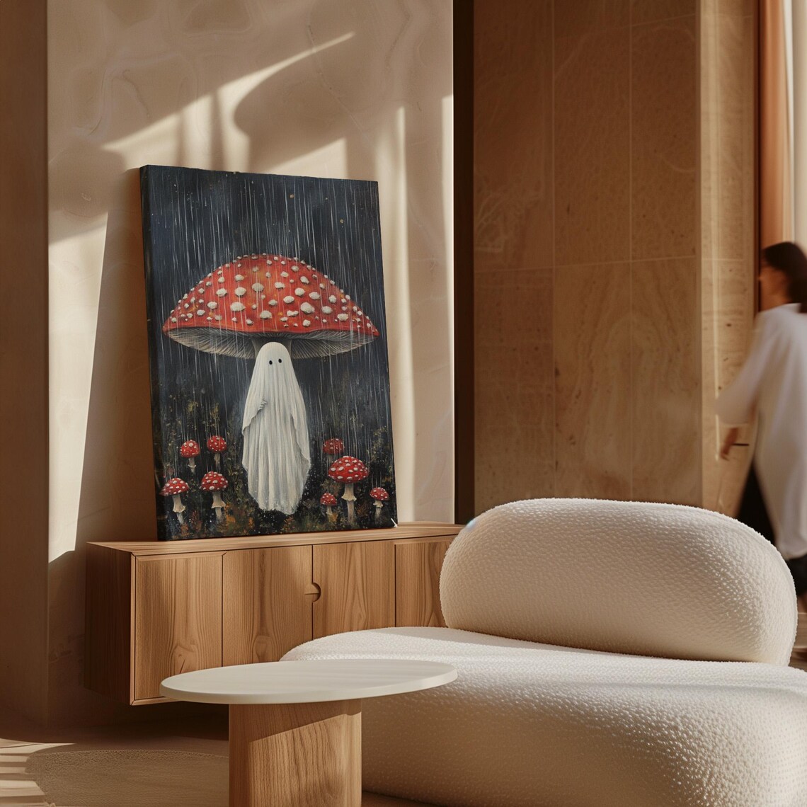 Whimsical Ghost Under Mushroom, Vintage Style Art Print - Image 6