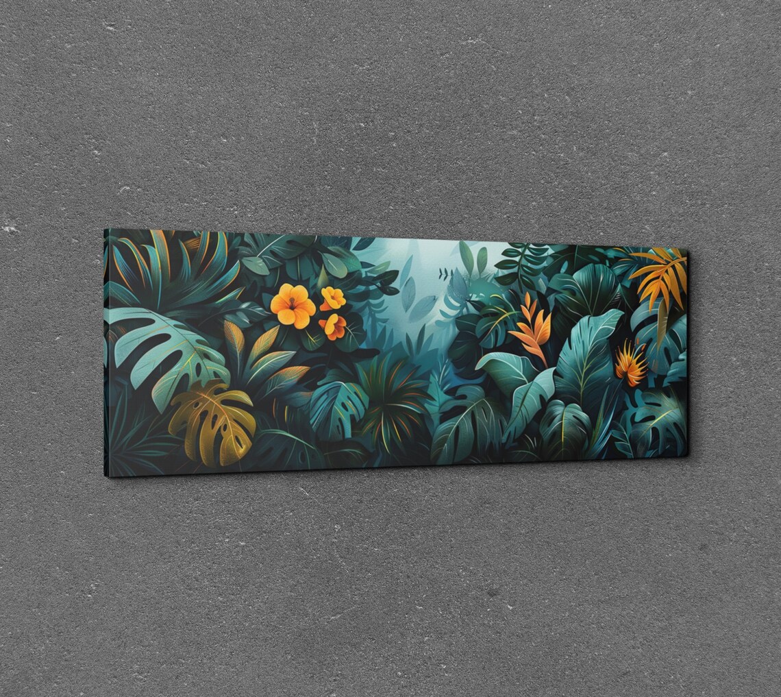 Tropic Botanical Floral Scene, Mid-Century Modern - Image 3