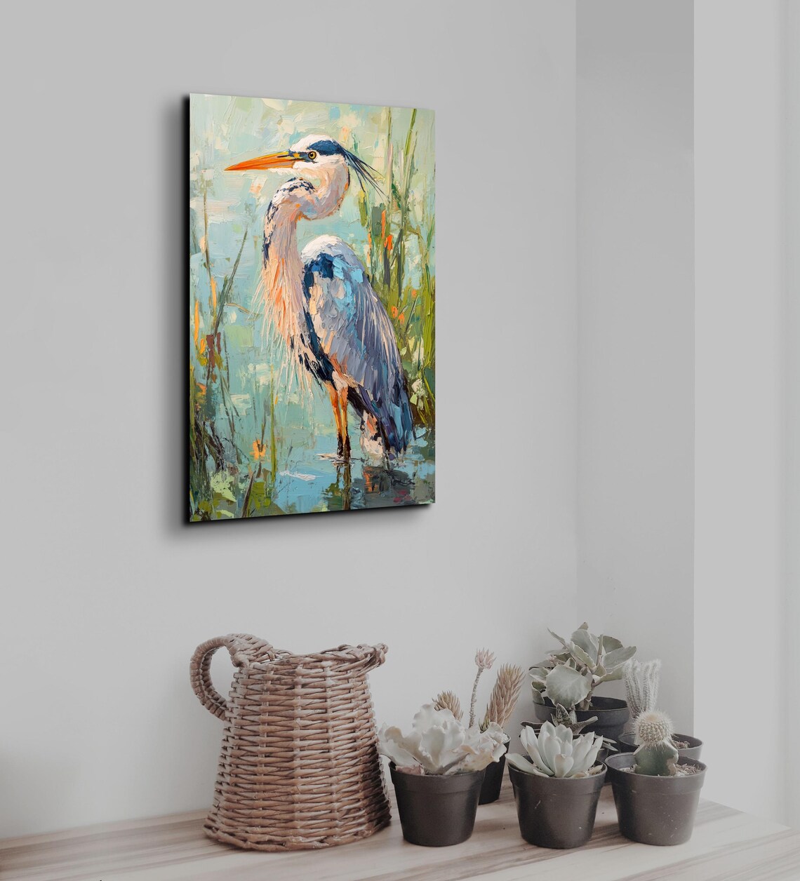 Blue Heron Oil Painting Art Print, Nature Study - Image 3