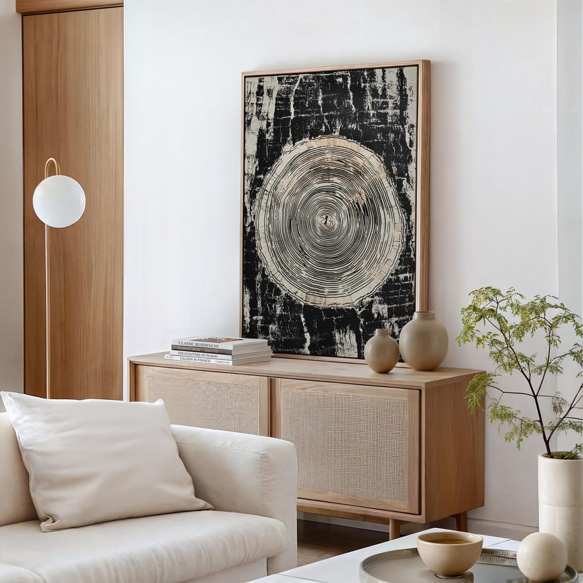 Cream Tree Ring Circle Distressed Black Rustic Farmhouse Poster - Image 5
