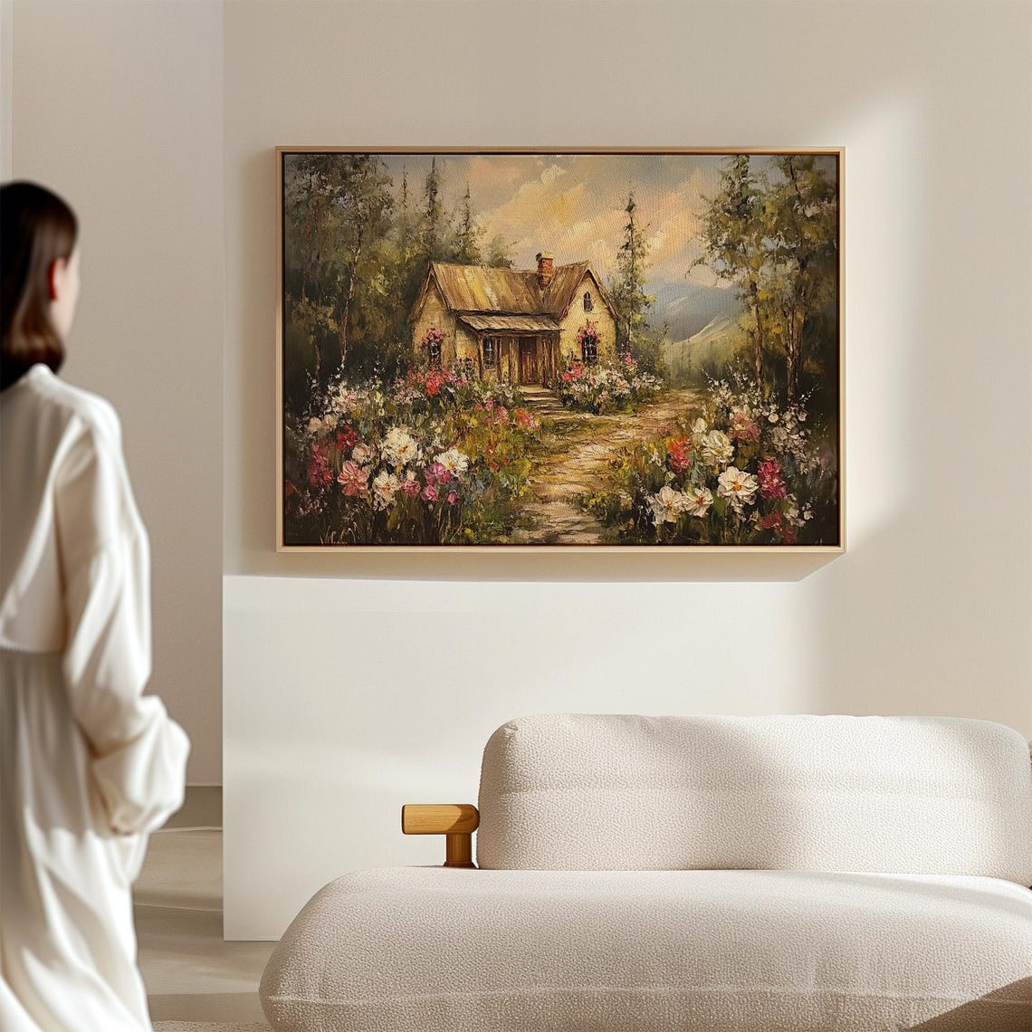 Rustic Forest Cottage With Flower Garden Path Vintage Wall Art - Image 7