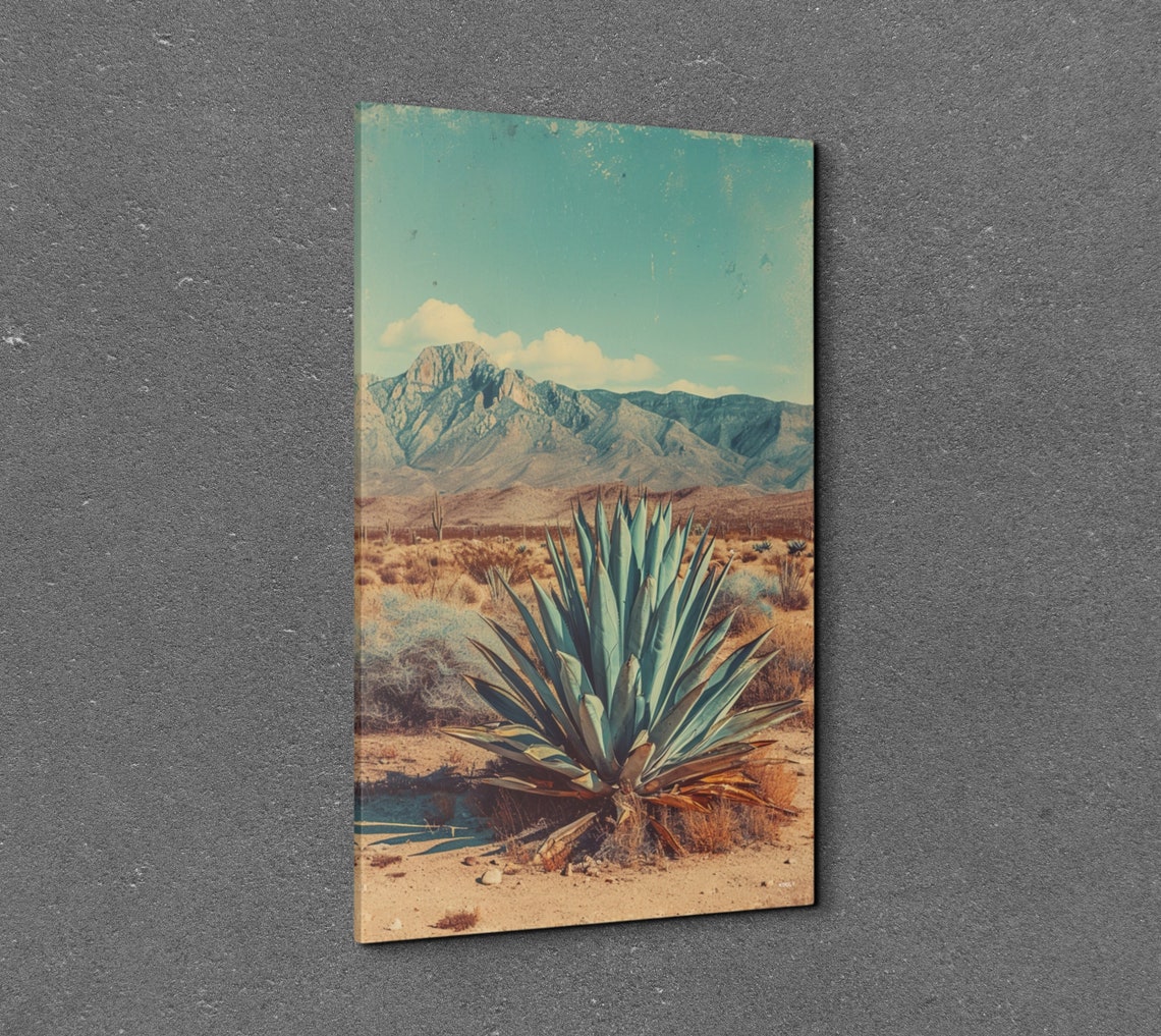 Desert Agave Mountain Landscape Vintage Southwest Photo Poster - Image 3