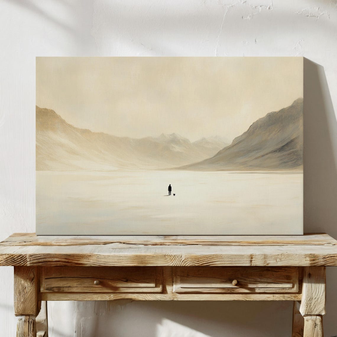 Minimalist Winter Landscape, Man And Dog Art Print - Image 5