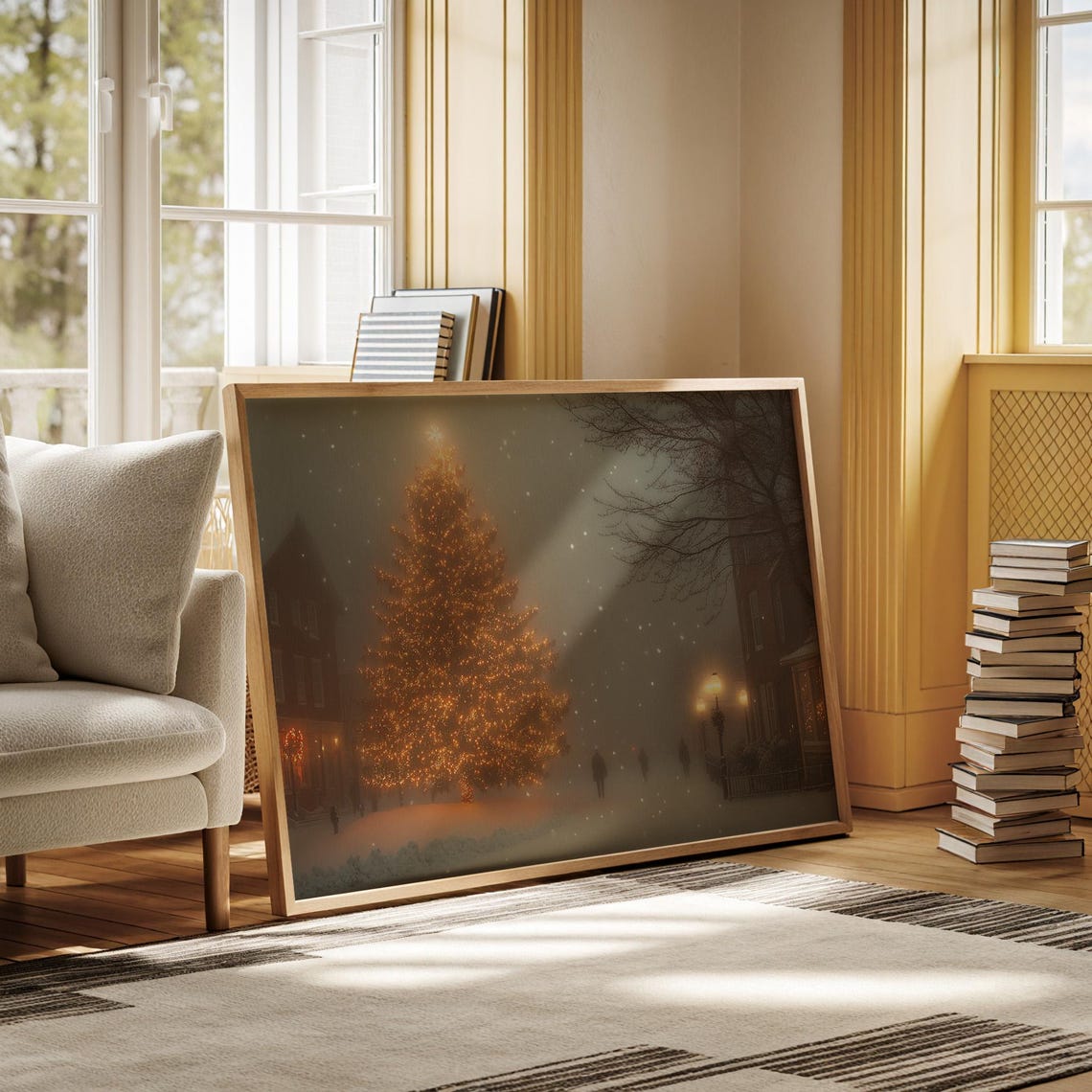 Glowing Christmas Tree In Snowy Evening Park Winter Dusk Poster - Image 6