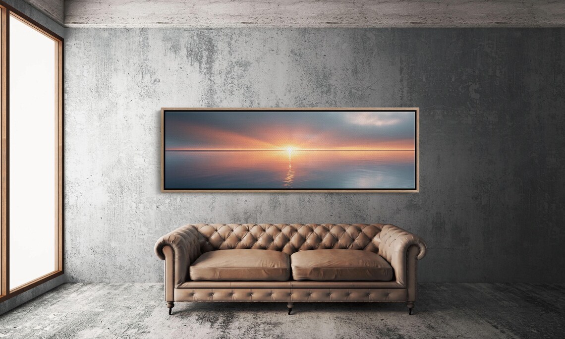 Ocean Sunset Minimalist Nature Scene Art Print - Image 3