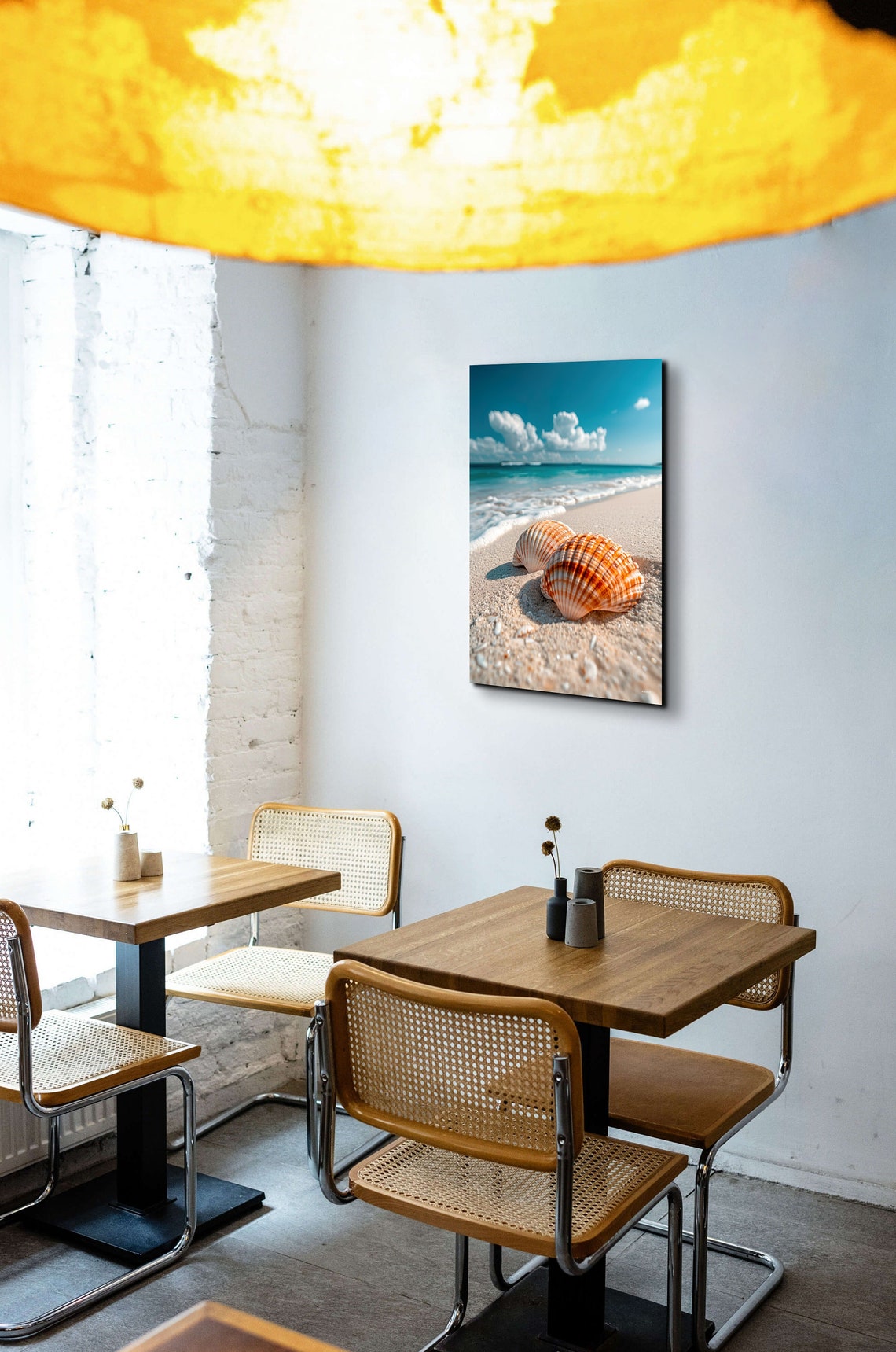 Orange Seashells on a Sandy Beach with Turquoise Water Poster - Image 5