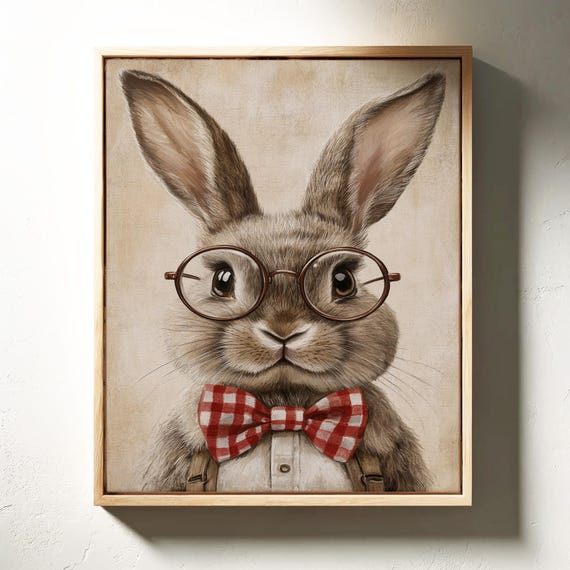 Adorable Rabbit Portrait, Vintage Style Art Print