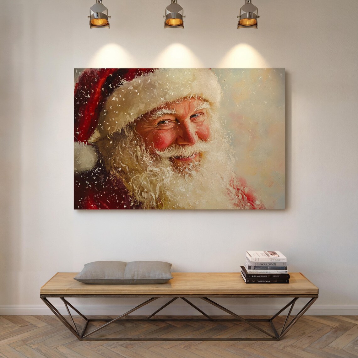 Vintage Santa Claus Portrait Festive Christmas Painting Poster - Image 4