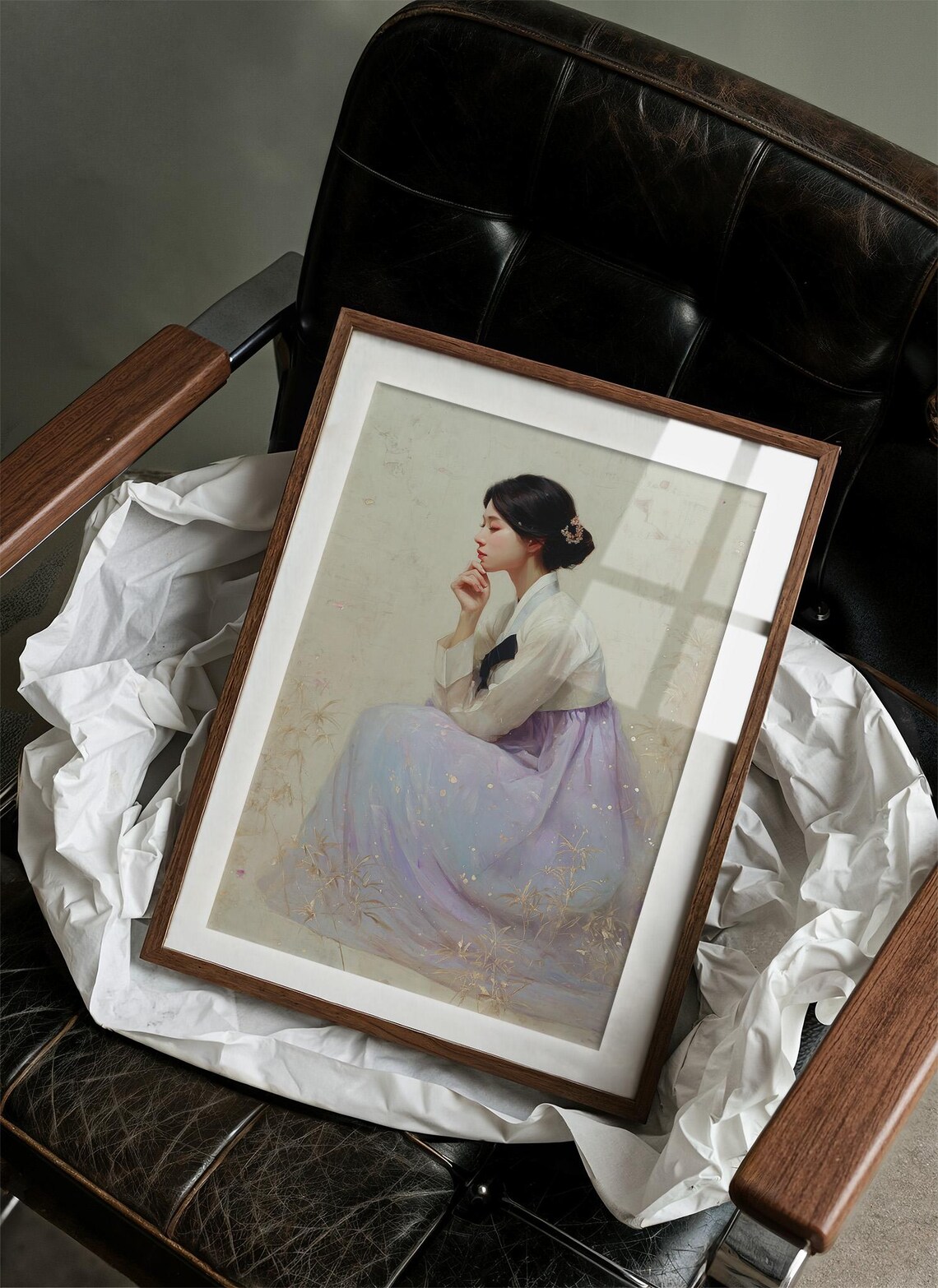 Elegant Woman in Hanbok Korean Traditional Dress Portrait Poster