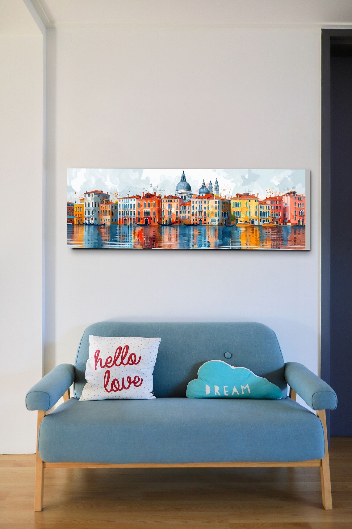 Panoramic Venice Canal Grand Canal Salute Dome Watercolor Italy Poster - Image 3