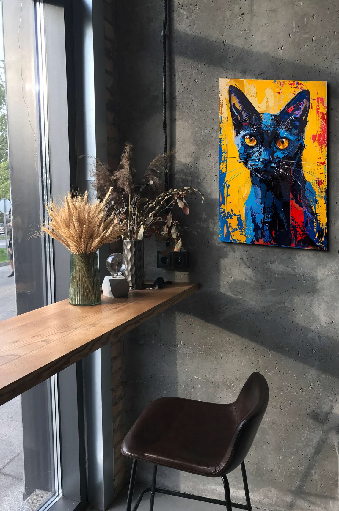 Russian Blue Cat Portrait, Cat Decor Centerpiece - Image 5