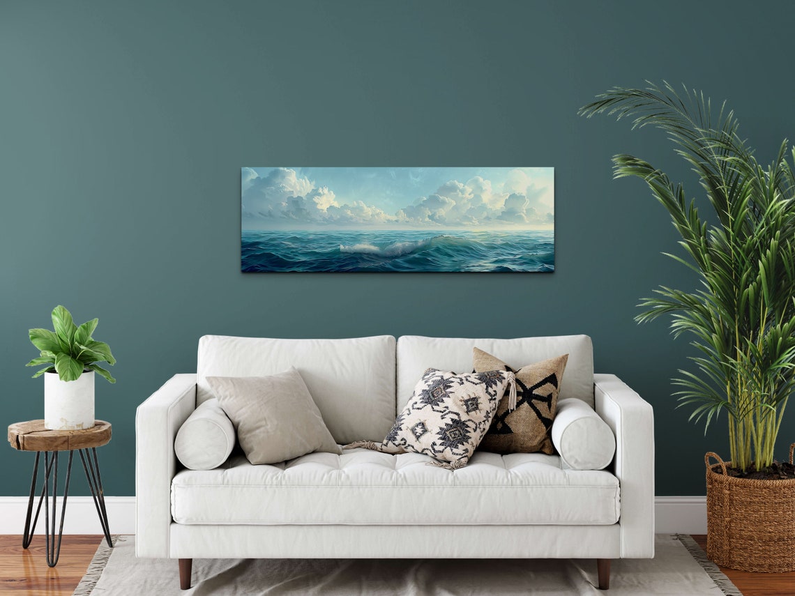 Deep Blue Ocean Wave With Dramatic Cloudy Sky Seascape Art Poster - Image 5