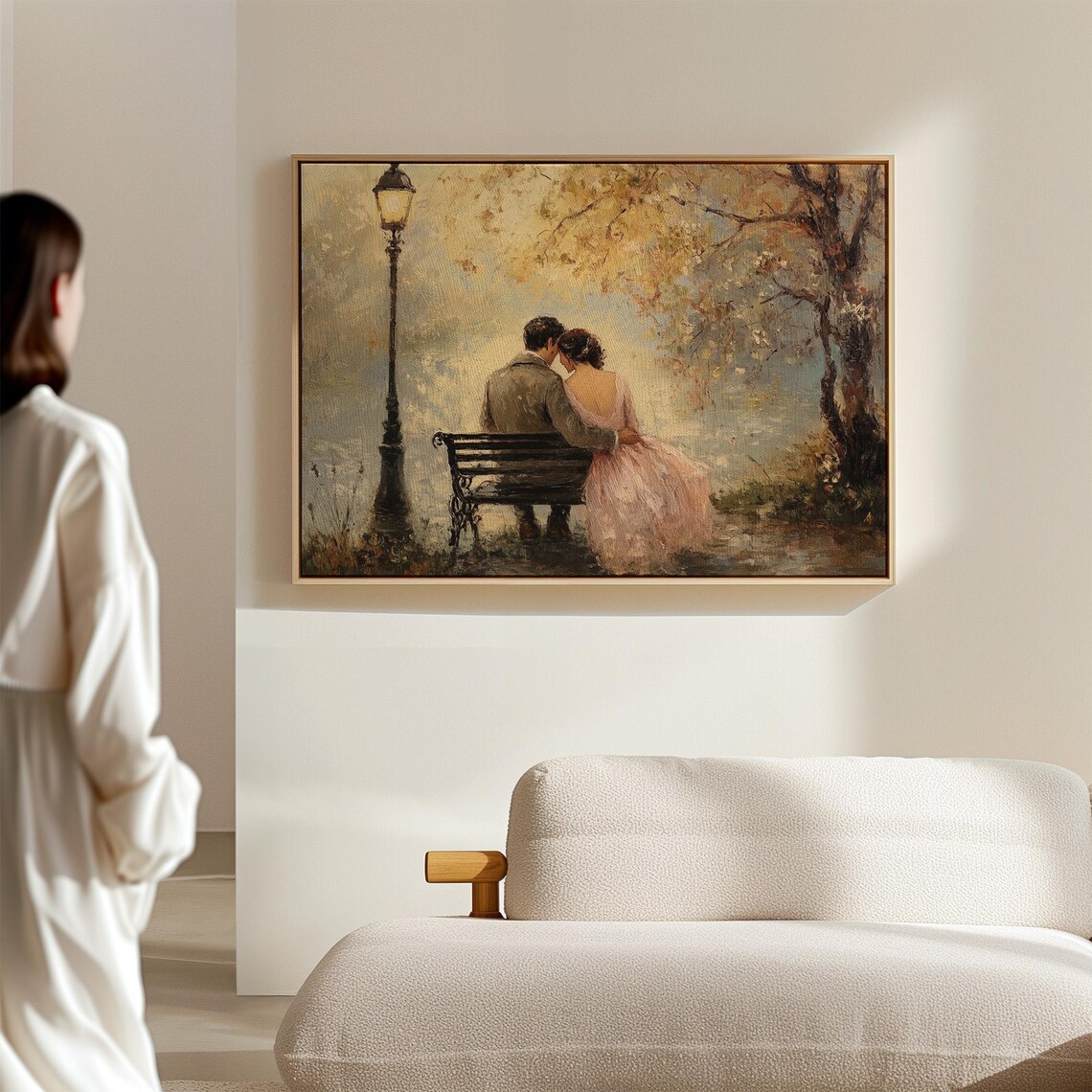 Romantic Couple On Park Bench, Bedroom Decor - Image 4