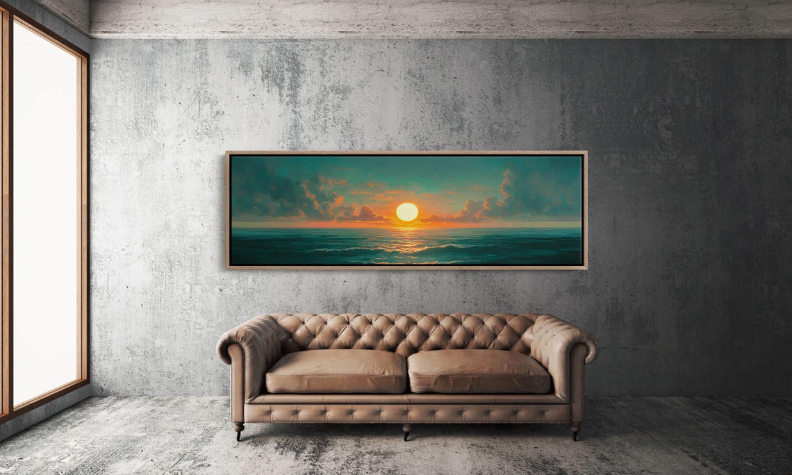 Sunset Ocean Tranquil Seascape Vibrant Sunlight Coastal Water Poster - Image 3