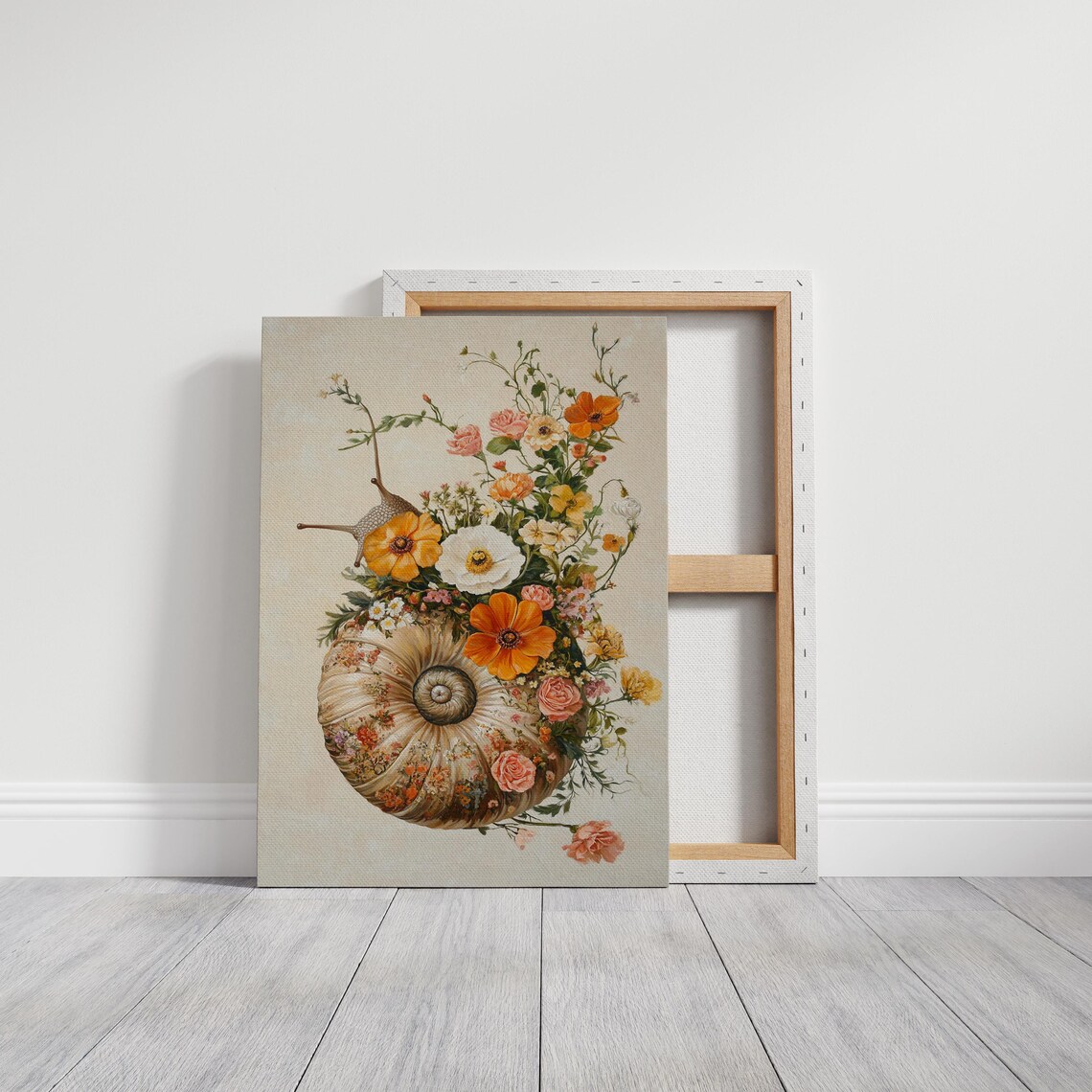 Floral Snail Shell Art Print, Whimsical Botanical - Image 2