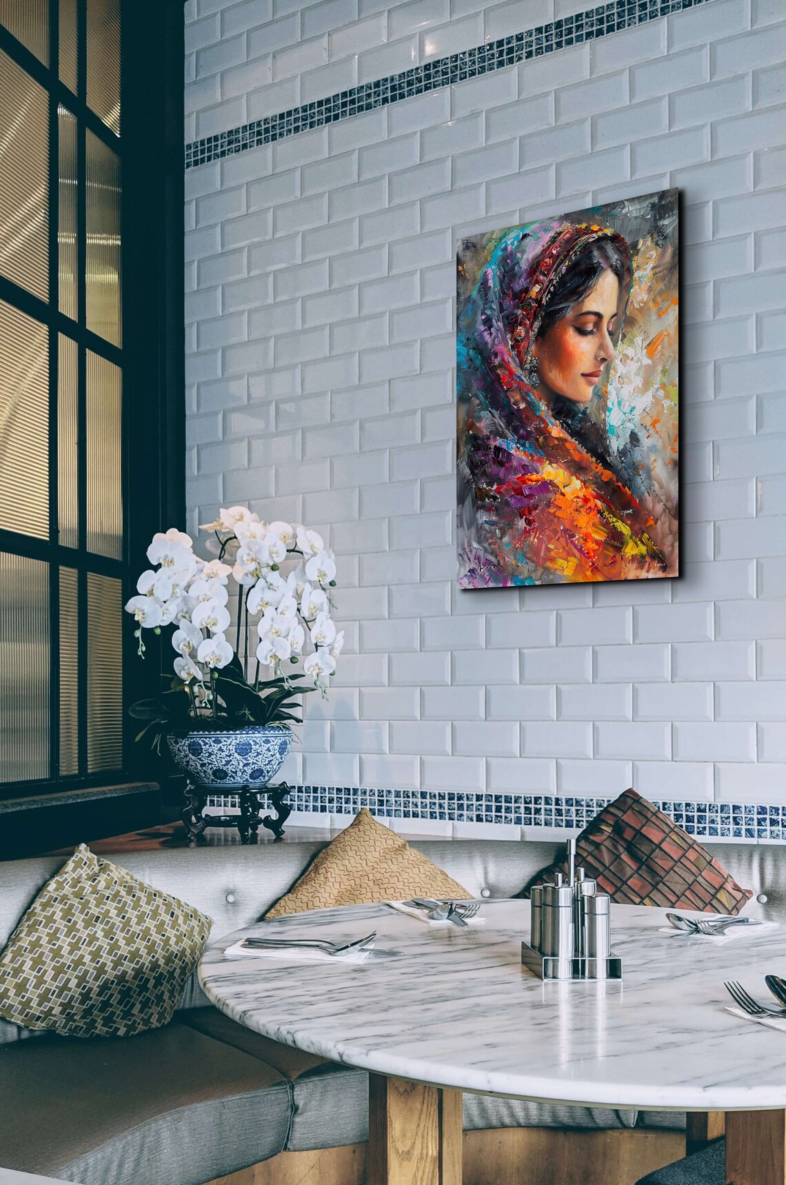 Rajasthani Woman Portrait in a Colorful Sari Oil Painting Style Poster - Image 6