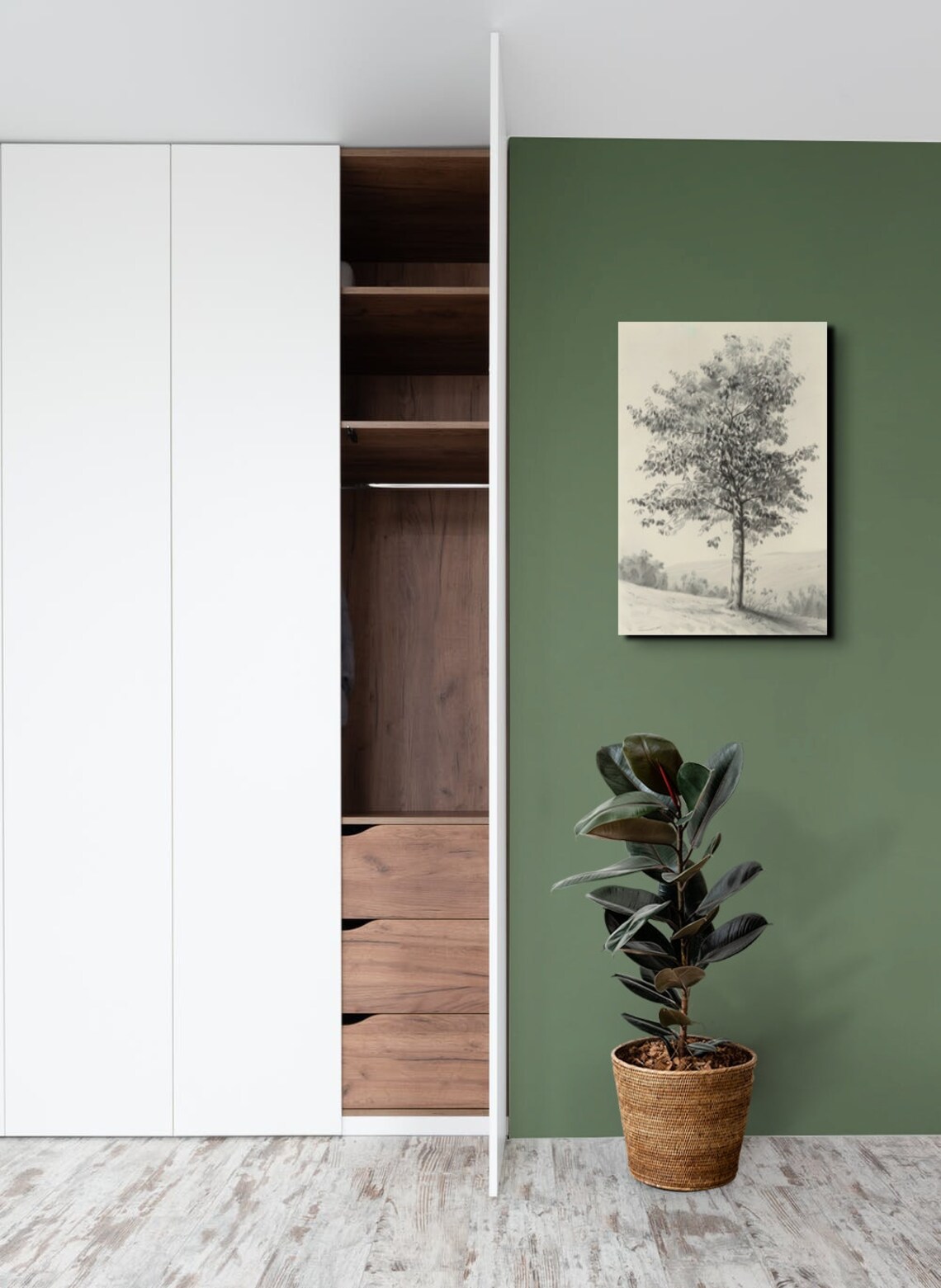 Oak Tree Charcoal Style Art Print, Neutral Decor - Image 7