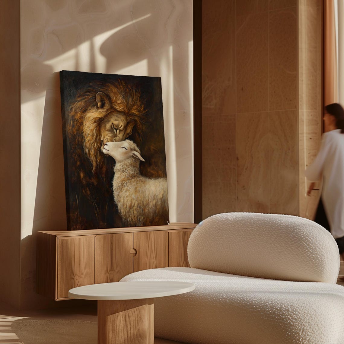 Lion And Lamb Tender Nuzzle Gentle Christian Peace Painting Poster - Image 6