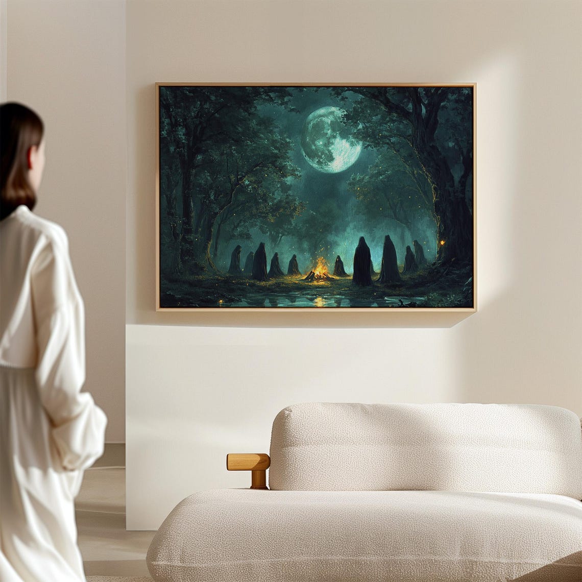 Moonlit Forest Gathering Witchy Full Moon Dark Woods Wall Art - Image 6
