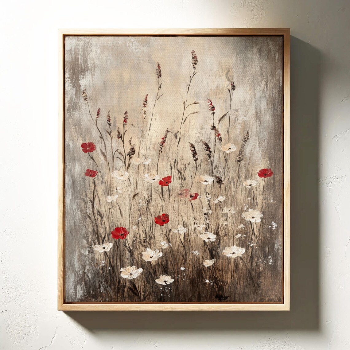 Vintage Rustic Wildflowers Red And White Blooms Floral Art Poster - Image 4