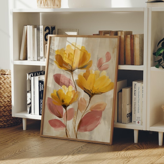 Golden Petals, Soft Blush Hues Art Print