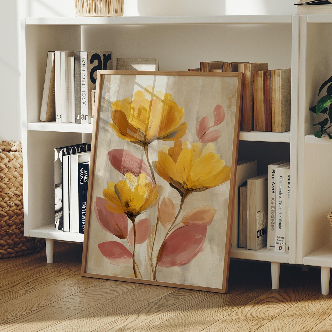 Golden Petals, Soft Blush Hues Art Print