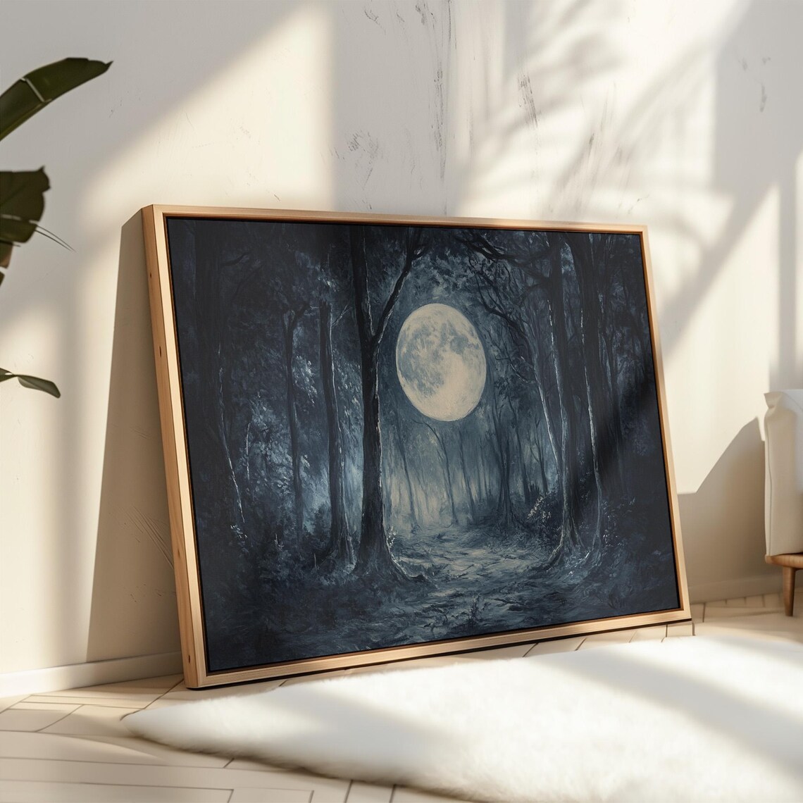 Mystical Moonlit Forest Path, Nature Inspired Decor