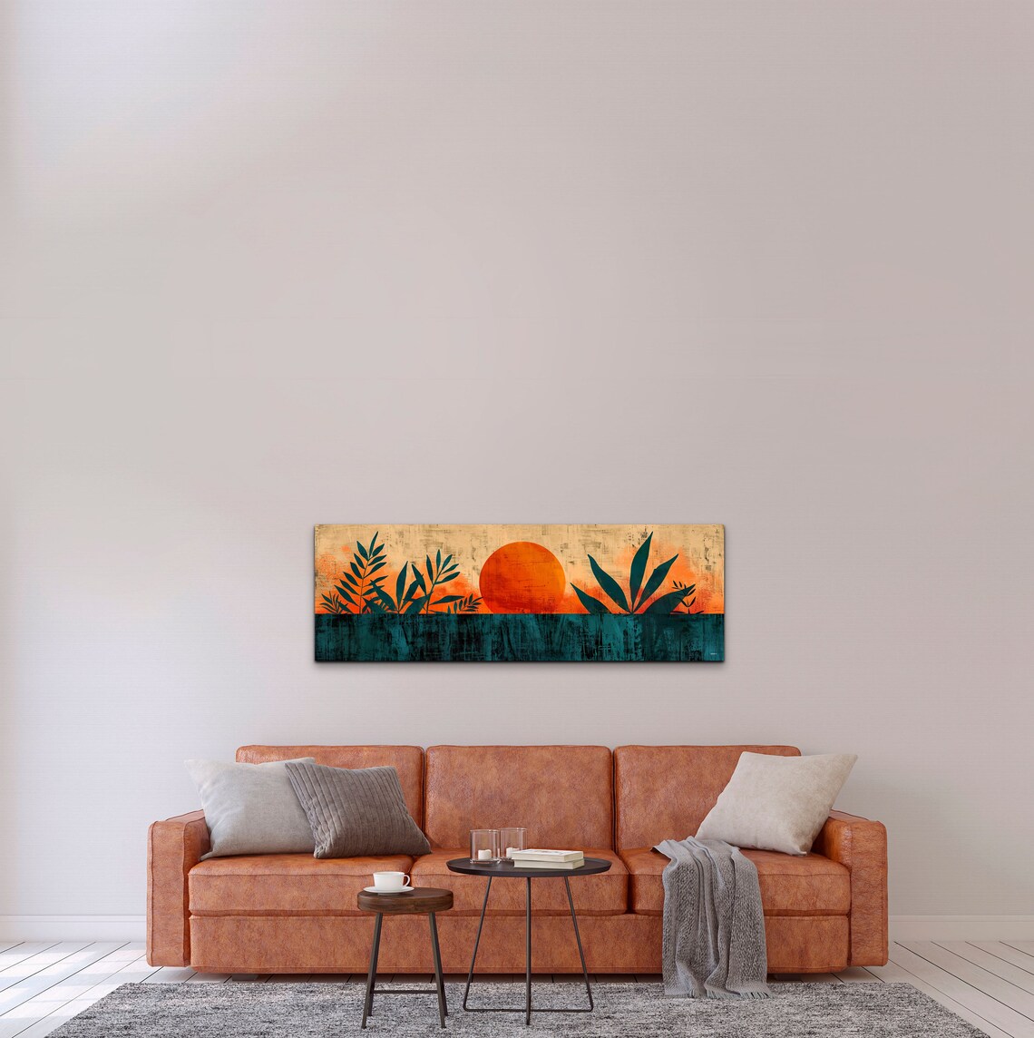 Panoramic Geometric Mid Century Modern Sunrise - Image 5