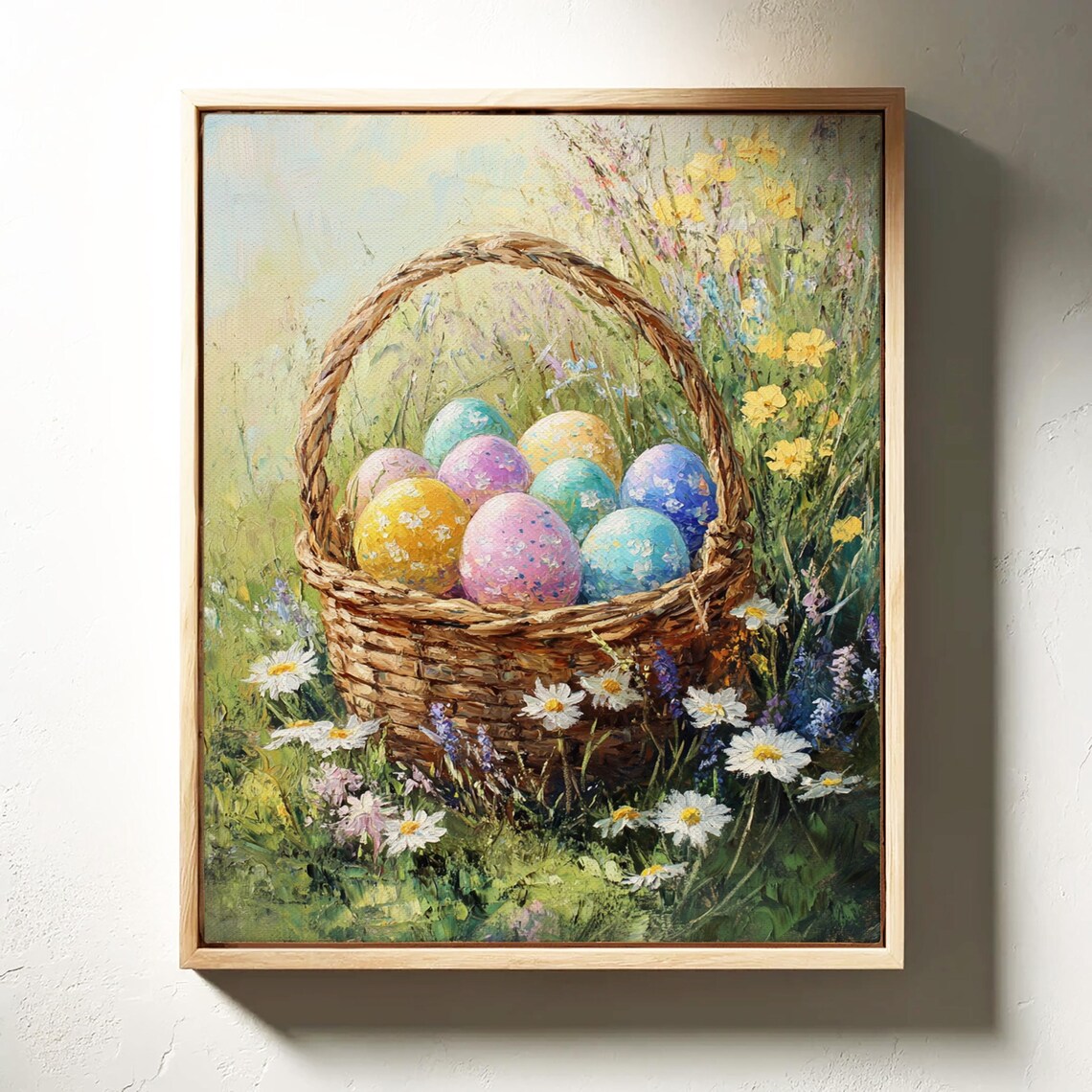 Easter Basket Art Print, Spring Wildflower Meadow - Image 5