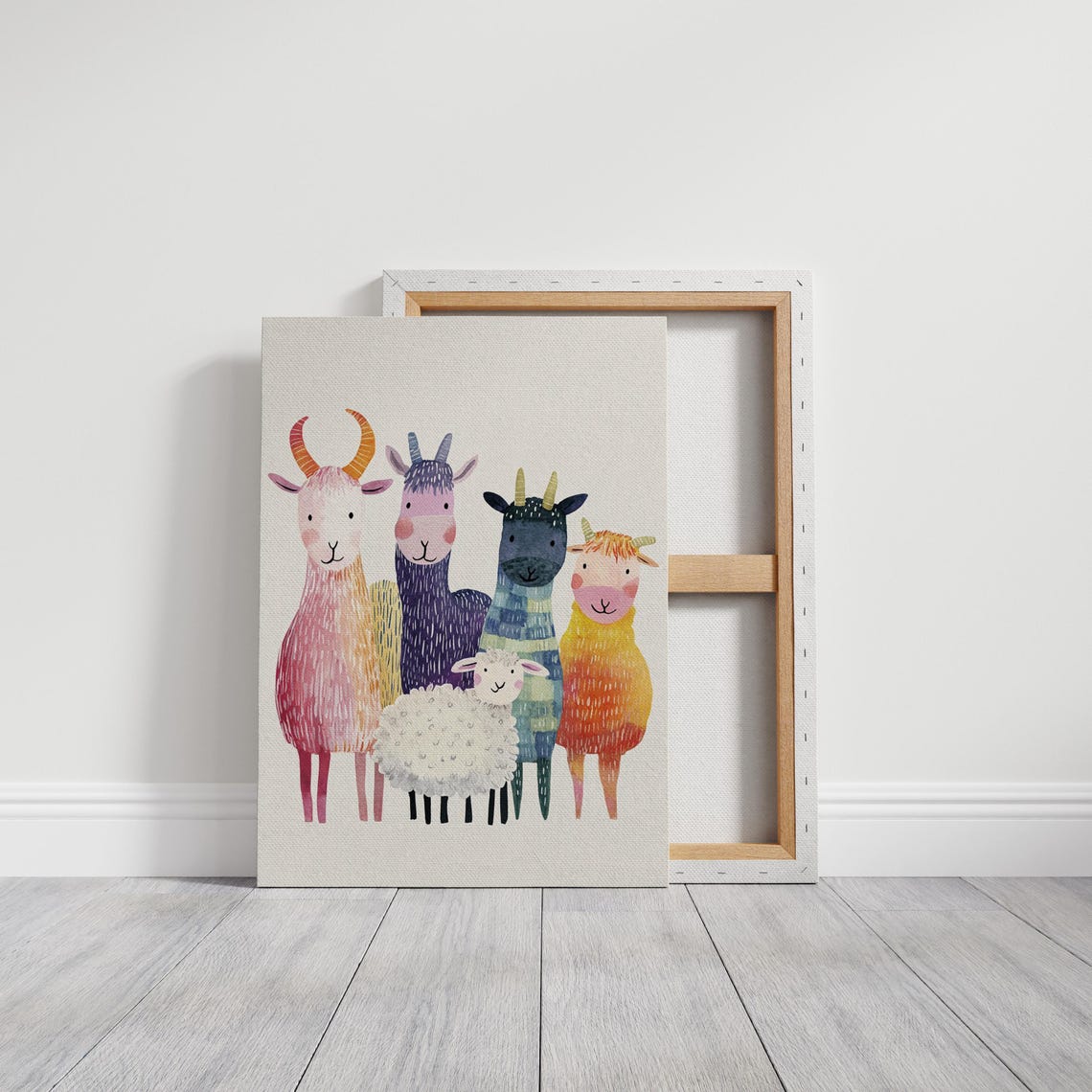 Cute Farm Animal Family Art Llama Sheep And Goat Playful Animal Wall Art For Kids Room Colorful Farmhouse Decor - Image 6