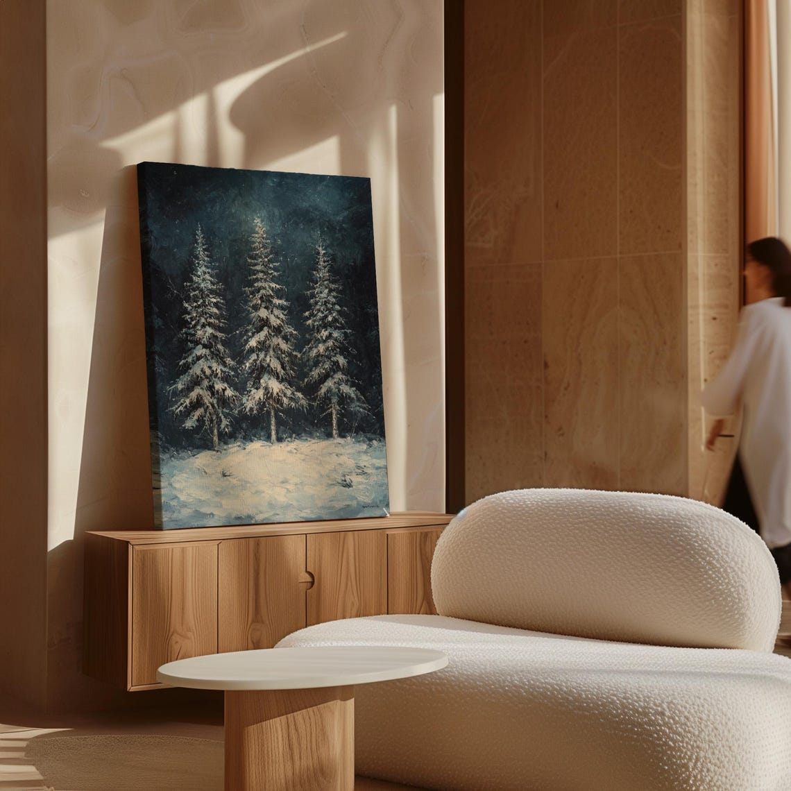 Winter Forest Snow Covered Pines Midnight Blue Night Scene Poster - Image 7