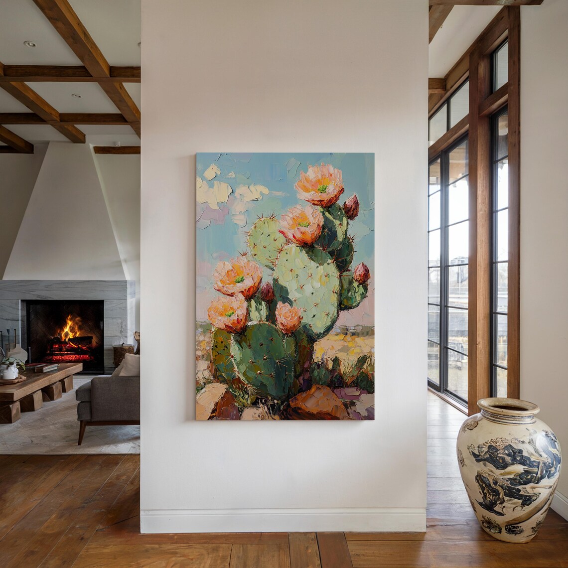 Prickly Pear Desert Cactus Flower, Southwest Boho Art Print - Image 5
