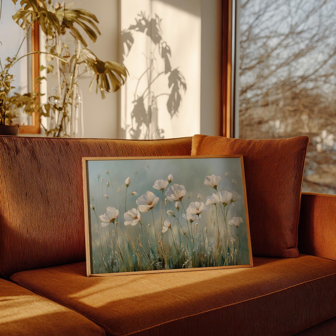 White Wildflowers Dancing In Soft Morning Light Floral Poster