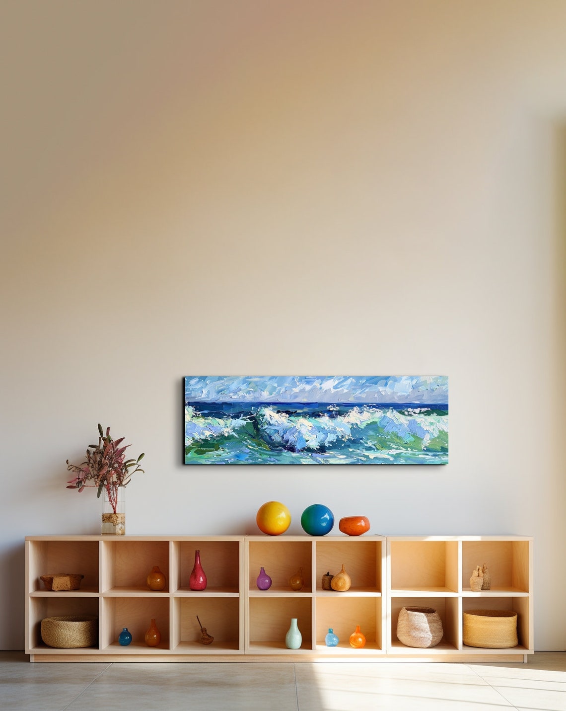 Crashing Ocean Wave Impasto Blue White Seascape Nature Poster - Image 7