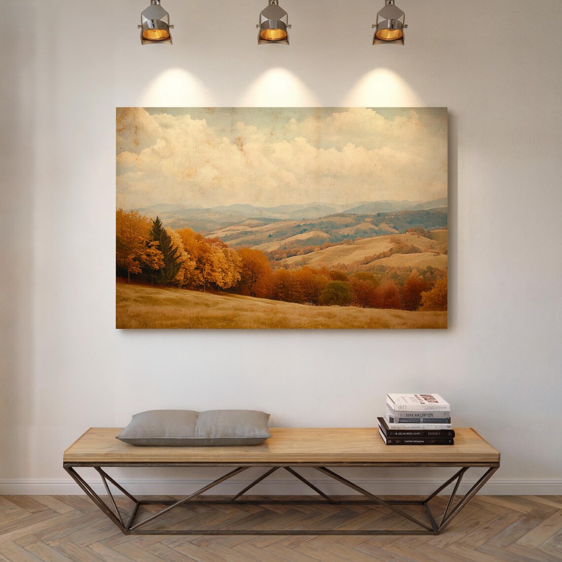 Golden Autumn Hills Rolling Fields with Vibrant Fall Trees Landscape Poster - Image 6