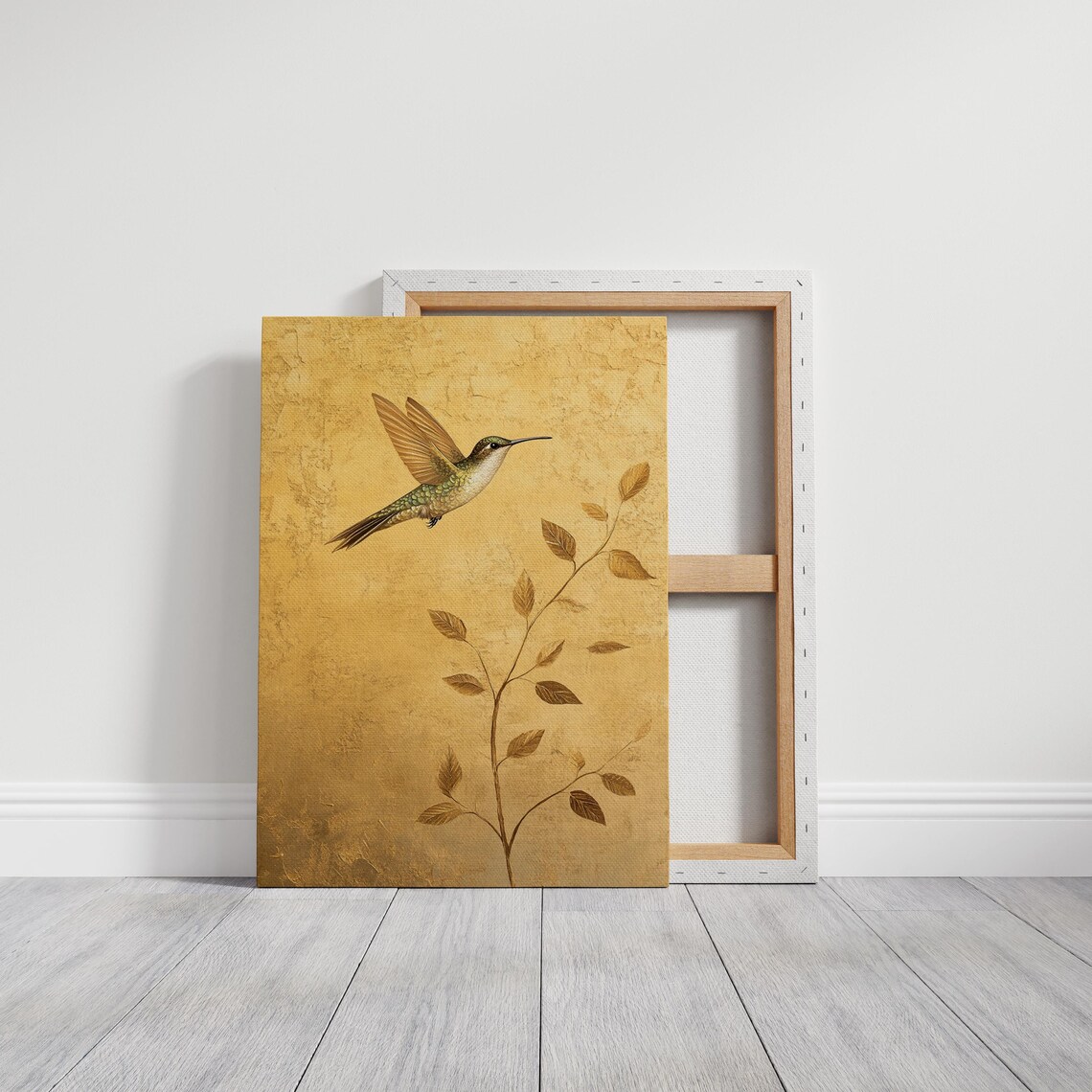 Golden Hummingbird Minimalist Botanical Art Print - Image 7